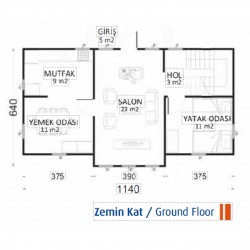 Zambak Çift Katlı Prefabrik Ev 143m² Zambak Çift Katlı Prefabrik Ev 143m²