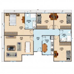 Karanfil Tek Katlı Prefabrik Ev 129m² Karanfil Tek Katlı Prefabrik Ev 129m²
