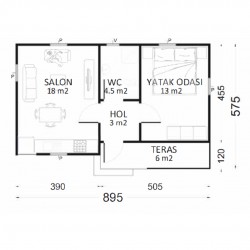 Nergis Tek Katlı Prefabrik Ev 49m² Nergis Tek Katlı Prefabrik Ev 49m²
