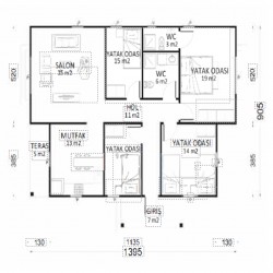 Yasemin Tek Katlı Prefabrik Ev 133m² Yasemin Tek Katlı Prefabrik Ev 133m²