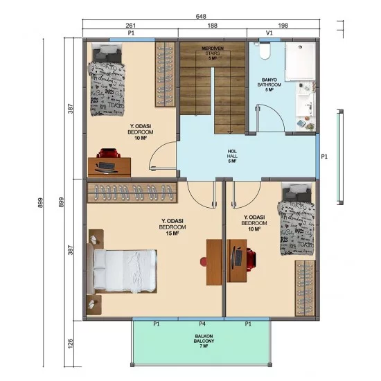 Lavanta Çift Katlı Prefabrik Ev 117m² Lavanta Çift Katlı Prefabrik Ev 117m²