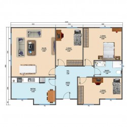 Ortanca Tek Katlı Prefabrik Ev 107m² Ortanca Tek Katlı Prefabrik Ev 107m²