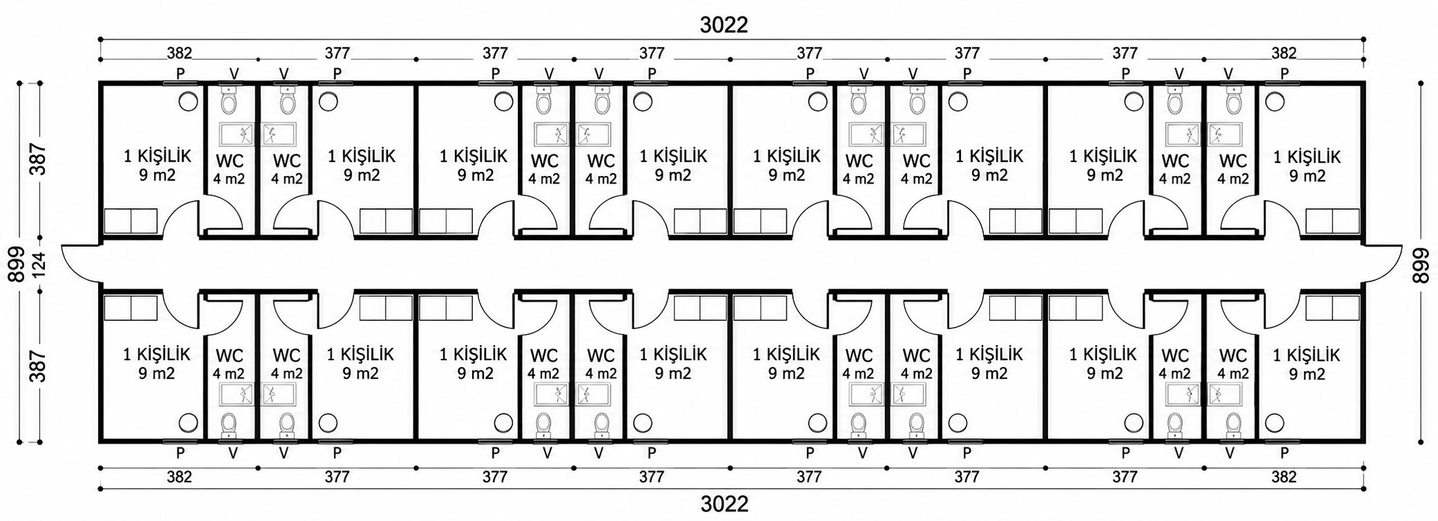 Prefabrik Personel Yatakhanesi 271 m²