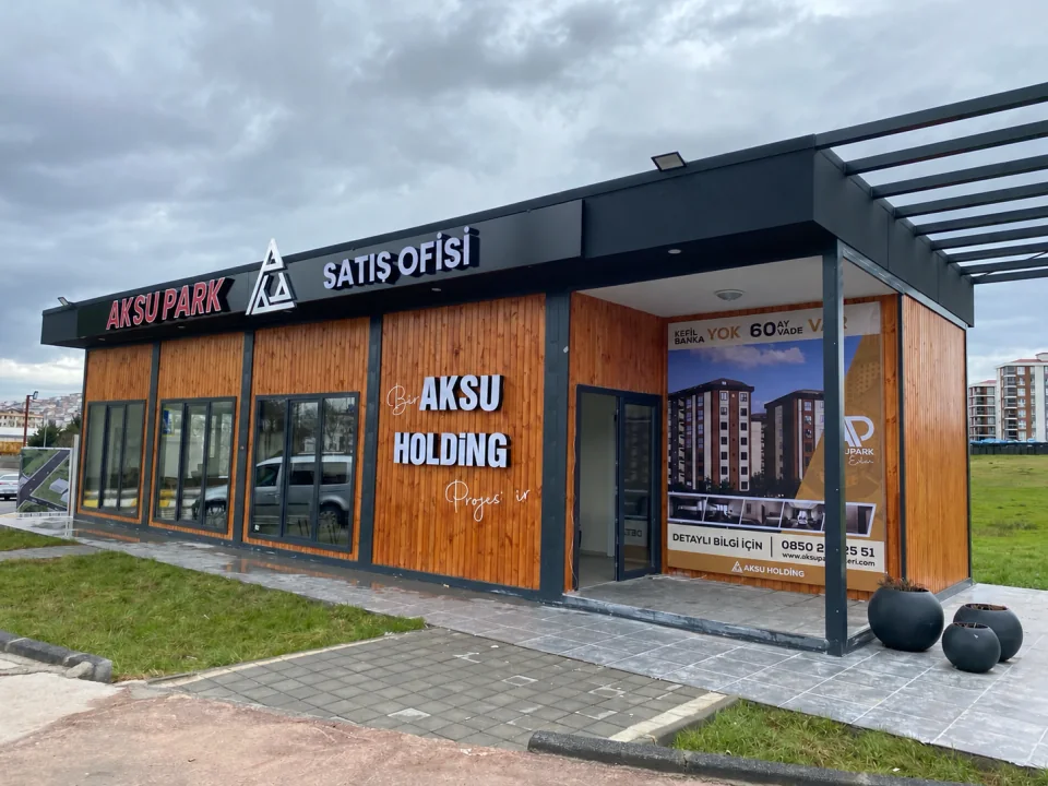 Ahşap cepheli modüler ofis