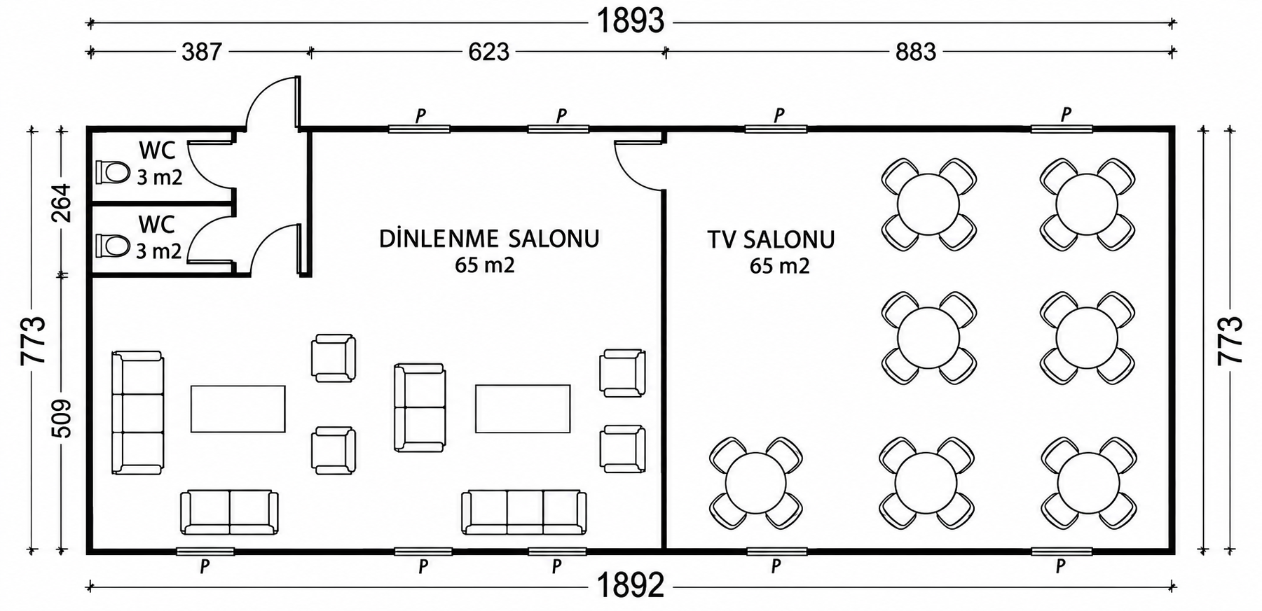 منشأة اجتماعية مسبقة الصنع 147 m²