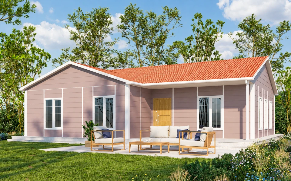 Begonvil Tek Katlı Prefabrik Ev 112m² — Yapı görünümü