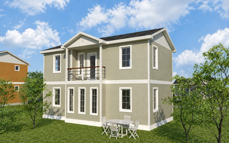 Zambak Çift Katlı Prefabrik Ev 143m² — Yapı görünümü